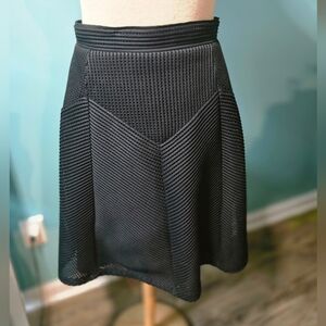 Reiss Black Textured Skater Skirt